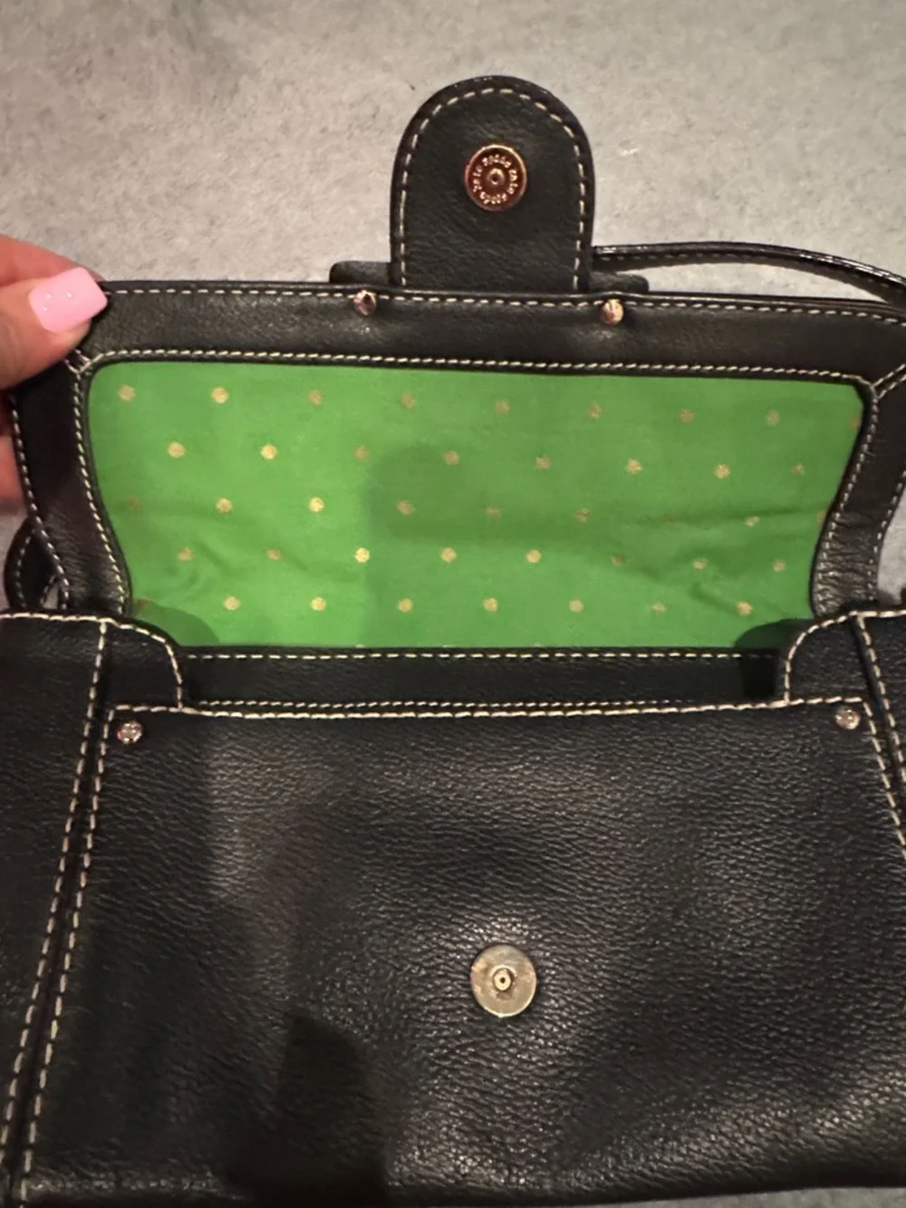 kate spade Black Leather Shoulder Bag with Contrast Stitching - Picture 2 of 3